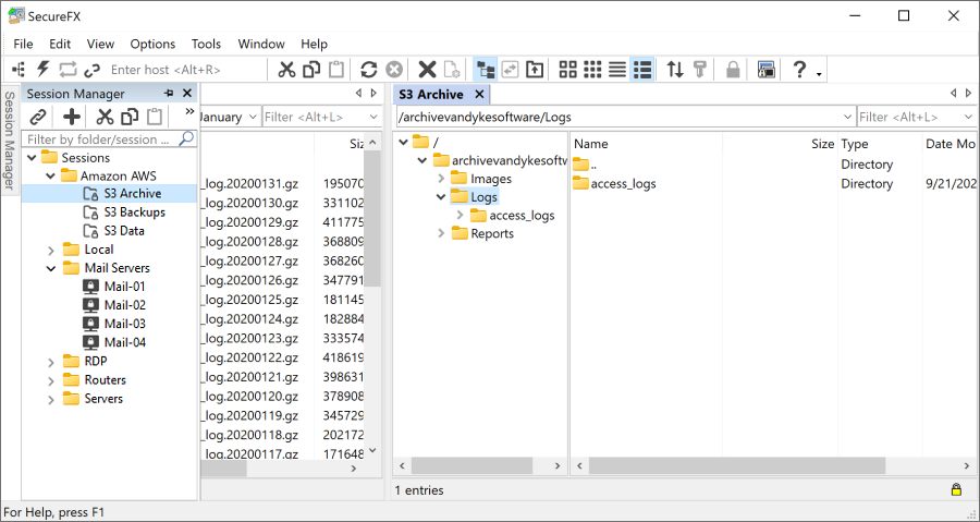 Screenshot of transfering files to Amazon AWS S3 secure cloud storage