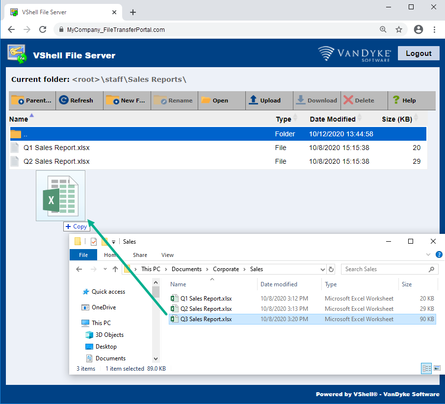 VShell HTTPS Web User Interface Uploads