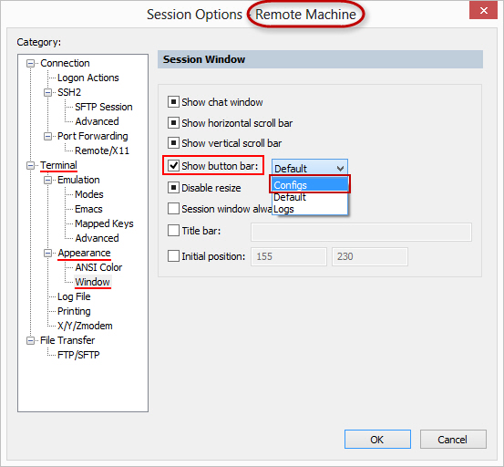 Example Remote Machine configuration